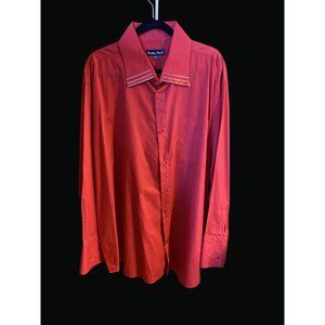 Fortino Landi Mens Red Long Sleeve Dress Shirt Size 36/37 HA01 H * Free Shipping